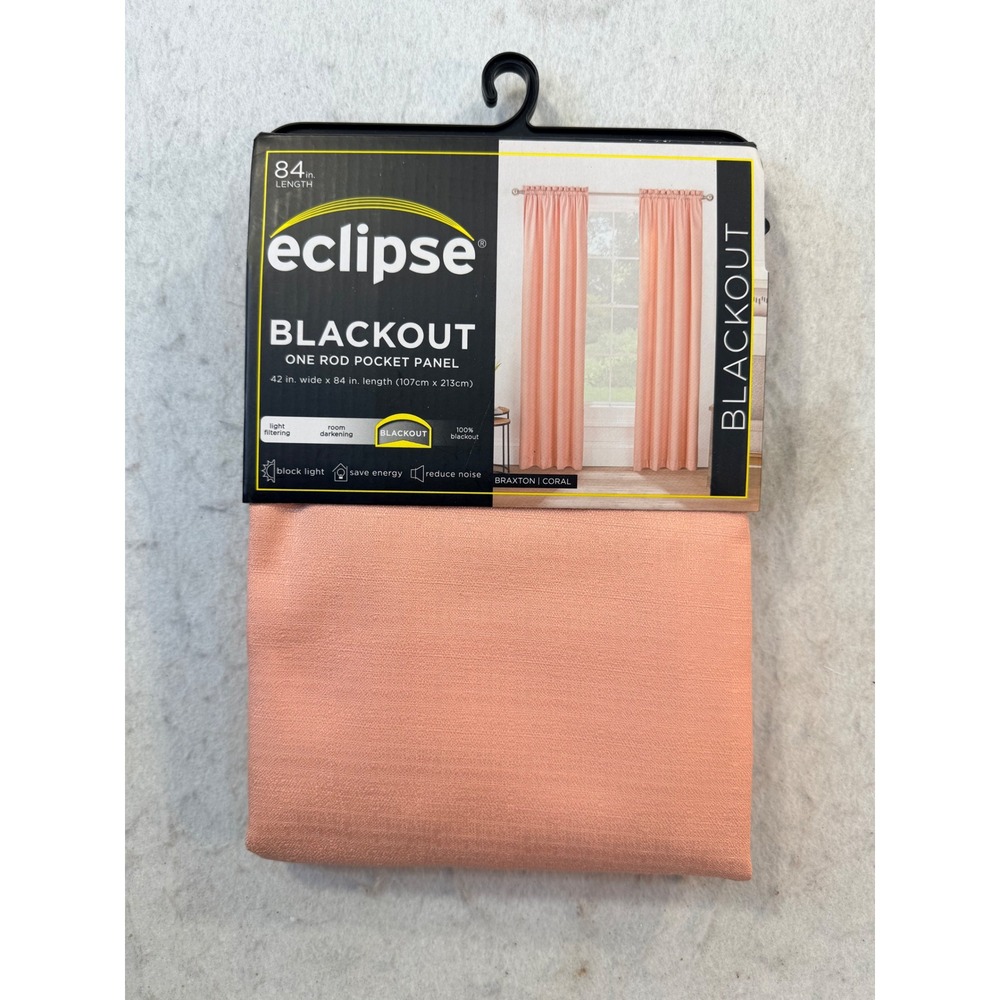 Eclipse Braxton Blackout Curtain Panel 42x84 Coral Thermaback Energy Saving new